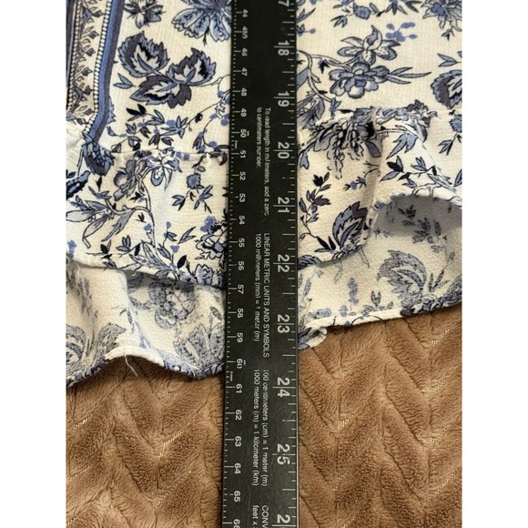 Cynthia Rowley Womens 1X Top Floral 3/4 Sleeve Blue White Fairycore Cottagecore - Picture 5 of 8